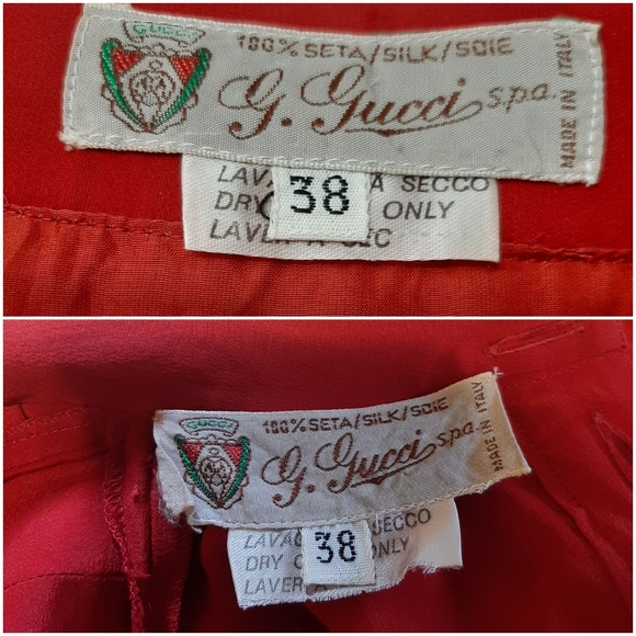 Vintage GUCCI Red Pleated Silk Crepe Blouse & Skirt  Set - Picture 9 of 12